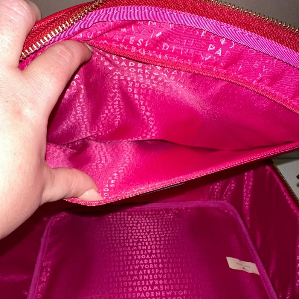 Kate Spade EUC Red Saffiano Leather Bon Voyage Suitcase Topper Travel Bag